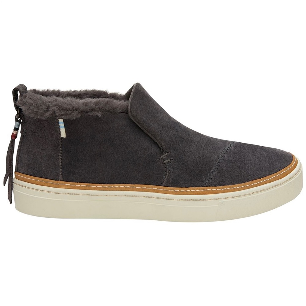 Toms Forged Iron Suede/Faux Fur Water Resistant Slip Ons Size 7